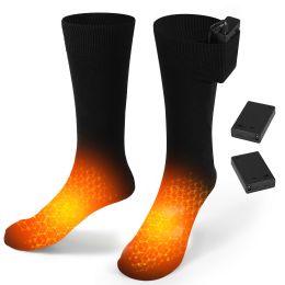 Unisex Electric Heated Socks Rechargeable Battery Heated Socks Winter Warm Thermal Socks - Black