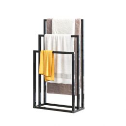 Metal Freestanding Towel Rack 3 Tiers Hand Towel Holder Organizer for Bathroom Accessories, Black - 1