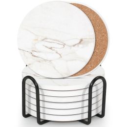 Coasters for Drinks Set of 6 with Holder(Marble style) - default