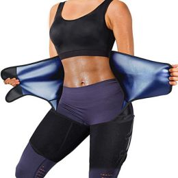 3 in 1 Waist Trimmers for Women Workout Sweat Waist Trainer Body Shaper - Blue - S/M