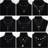 9Pcs Layered Chain Necklaces Set for Women Punk Pearl Cuban Chunky Chain Necklace Statement Butterfly Moon Cross Evil Eyes Pendant Necklace - default