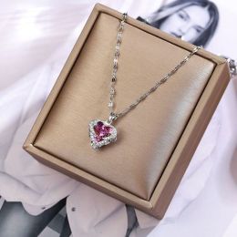 Ocean Heart Crystal Necklace - Silver