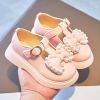 Spring Bowknot Pearl Leather Princess Shoes For Girls Children Baby Shoes - beige - 23(insole 14.5cm)