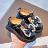 Spring Bowknot Pearl Leather Princess Shoes For Girls Children Baby Shoes - beige - 23(insole 14.5cm)
