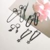 8Pairs Stainless Hoop Dangle Earrings Hinged Hoop Earrings Long Chain Pendant Earrings for Men Women - default