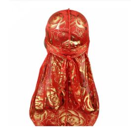 Rose Imitation Silk Long Tail Pirate Hat Toe Cap (Option: Red gold-One size)