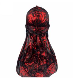 Rose Imitation Silk Long Tail Pirate Hat Toe Cap (Option: black red-One size)