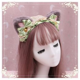 A lovely japanese Lolita hairdress, Catwoman Plush Lolita headdress, lace cat ear hair band (Option: M6)