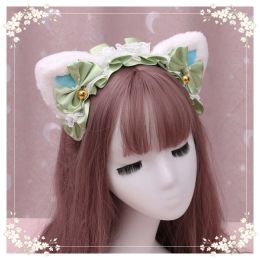 A lovely japanese Lolita hairdress, Catwoman Plush Lolita headdress, lace cat ear hair band (Option: Z)