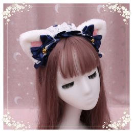 A lovely japanese Lolita hairdress, Catwoman Plush Lolita headdress, lace cat ear hair band (Option: M8)
