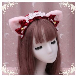 A lovely japanese Lolita hairdress, Catwoman Plush Lolita headdress, lace cat ear hair band (Option: M3)