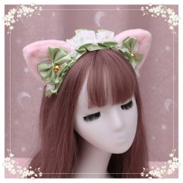 A lovely japanese Lolita hairdress, Catwoman Plush Lolita headdress, lace cat ear hair band (Option: M11)