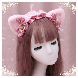 A lovely japanese Lolita hairdress, Catwoman Plush Lolita headdress, lace cat ear hair band (Option: M1)