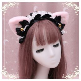 A lovely japanese Lolita hairdress, Catwoman Plush Lolita headdress, lace cat ear hair band (Option: M5)