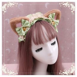 A lovely japanese Lolita hairdress, Catwoman Plush Lolita headdress, lace cat ear hair band (Option: M10)